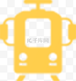 黄色城市电动公交车正面图