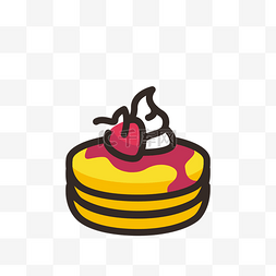 卡通黄色的水果冰淇淋蛋糕图标