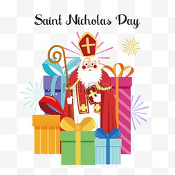 saint nicholas day手持拐杖和圣经的老