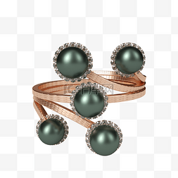 复古珍珠指环立体元素