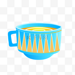 25d茶杯图片_2.5D蓝色立体茶杯
