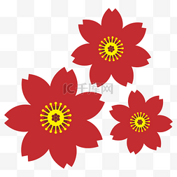花瓣红色图片_卡通手绘七瓣红色花矢量图
