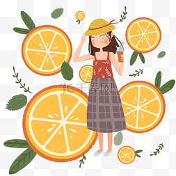 装橙汁的杯子图片_水果甜美橙汁鲜橙女孩少女