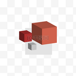 立体红色方块图片_不规则几何立体方块