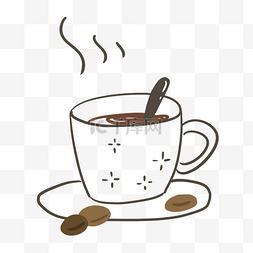 一杯热咖啡图片_线描食物咖啡咖啡豆