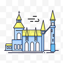 尖顶城堡图片_唯美蓝色城堡插图