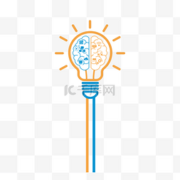灯泡人脑图片_手绘脑功能概念图符号描绘