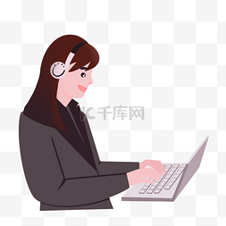 女孩职业图片_笔记本操作客服