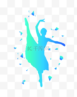 舞蹈大赛字体图片_蓝色芭蕾舞蹈剪影
