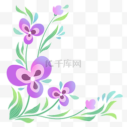 紫色花朵边角框