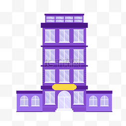 紫色教学楼建筑元素