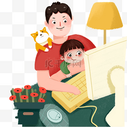 小学生玩电脑图片_居家父亲玩电脑游戏孩子陪伴