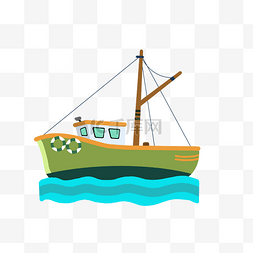 海上绿色帆船