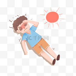 高温元素图片_夏季炎热高温中暑躺倒青年