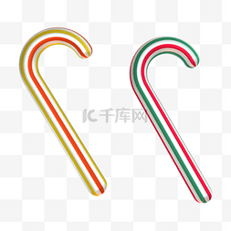 3d彩条圣诞节装饰手杖