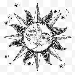 手绘月亮太阳图片_手绘古老传说太阳月亮