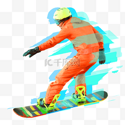 创意冬日图片_创意滑雪人物