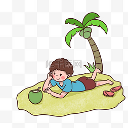 夏天沙滩上图片_夏天在沙滩上玩耍的男孩
