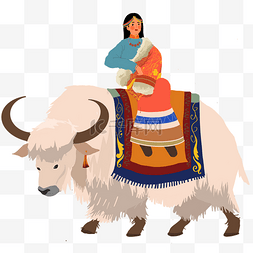 羊毛出在猪身上图片_坐在牦牛身上的女人