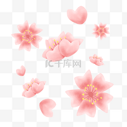 简约樱花插画海报免抠元素