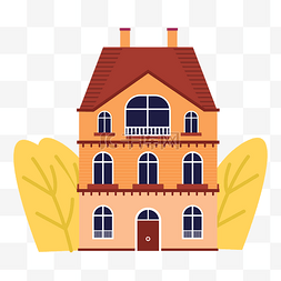 橙色房子图片_潮流的房子元素