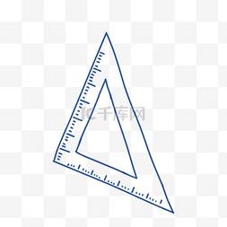 psd矢量手绘蓝色线型直角三角尺插