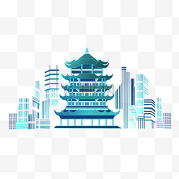 科技感城市科技图片_武汉城市地标剪影