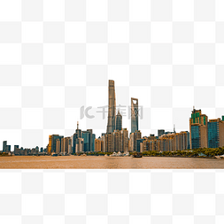 桥和城市剪影图片_上海CBD地标城市楼群