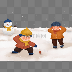 小孩鞭炮图片_新年雪地下雪小孩放鞭炮雪人