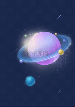 手绘星星光晕图片_手绘可爱星球宇宙光影