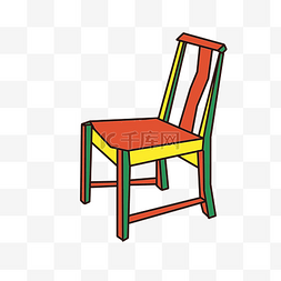 彩色木质座椅插画
