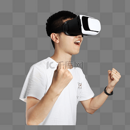 体验vr眼镜图片_智能VR眼镜人物穿戴体验科技