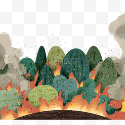 澳洲和牛素材图片_卡通手绘山火元素