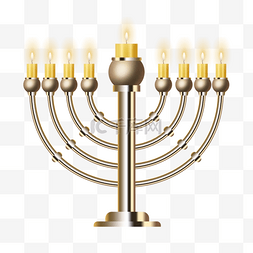 hanukkah金色u型对称烛台