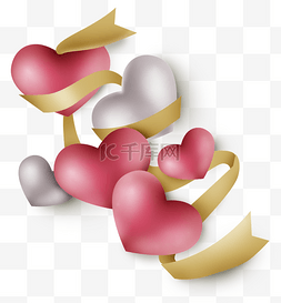 粉红色气球气球图片_粉色银色立体心