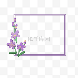简约紫色春天花朵方形边框