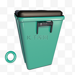 C4D深绿色方形垃圾桶