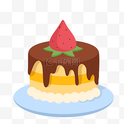 一个草莓蛋糕插画