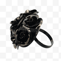 黑色塑料花朵指环