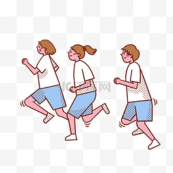 扁平风格男生女生跑步运动