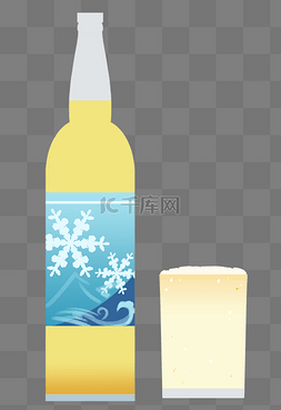 雪花黄色啤酒插画