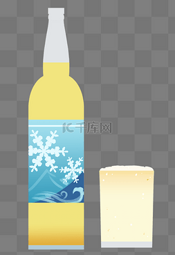 雪花啤酒图片_雪花黄色啤酒插画