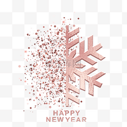 庆祝字体图片_玫瑰金新年雪花质感亮片