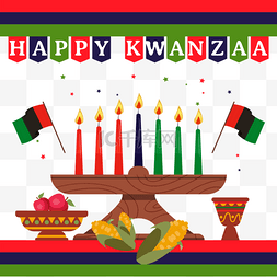 kwanzaa图片_kwanzaa丰收庆祝谷物和烛台插画