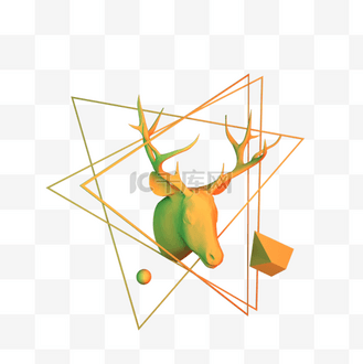 抽象鹿头雕塑元素