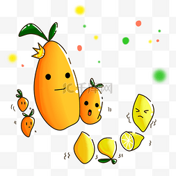 芒果和柠檬装饰插画