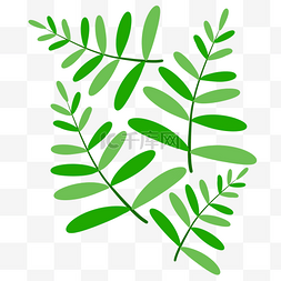 水彩小清新绿色图片_绿色植物叶子手绘透明底免抠