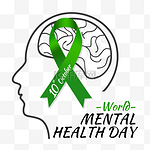 world mental health day质感绿丝带元素