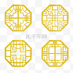 新年窗格图片_新春金色中式窗格