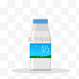瓶身包装标签图片_手绘风牛奶图案图标装饰